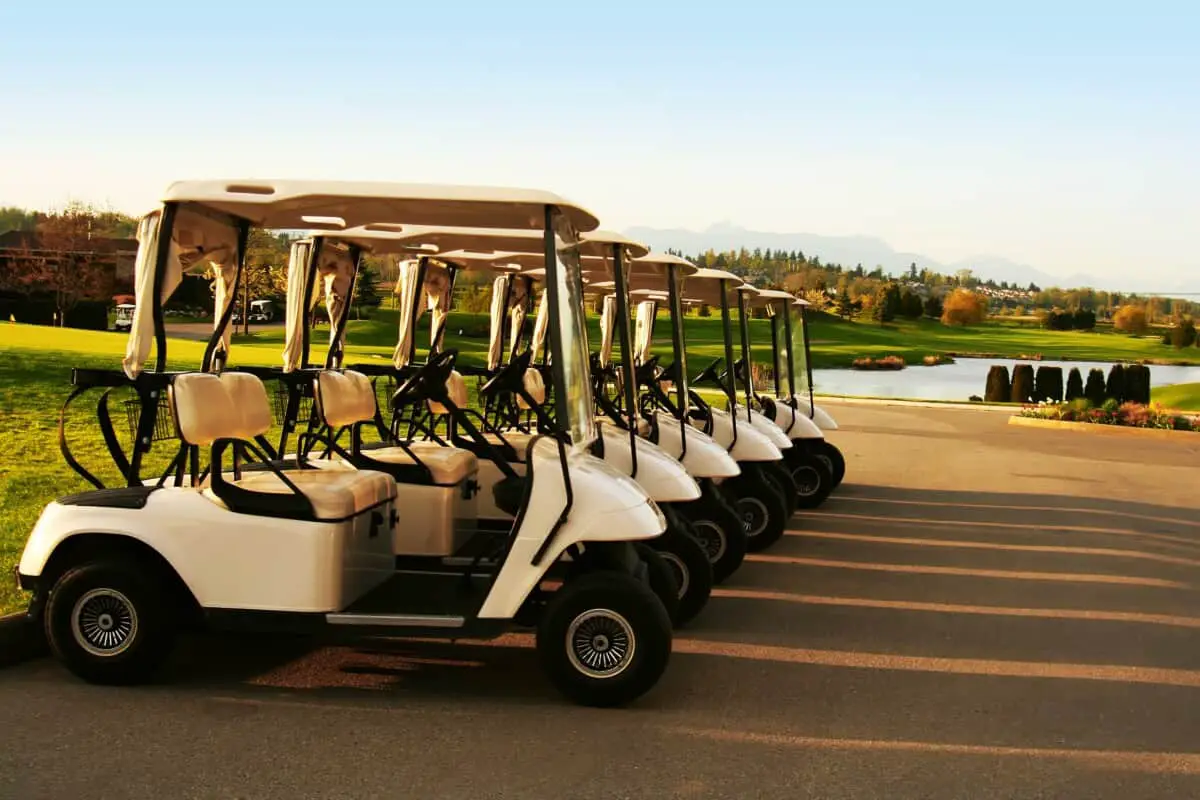 Golf Course with all golf carts lined up